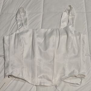 Commense White Satin Corset-Style Top